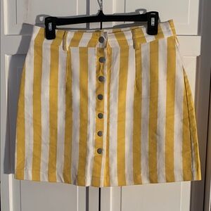 FAVLUX Yellow and White Striped Mini A-line Skirt EUC